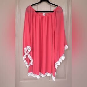 2B Together Pink Off-Shoulder Bell Sleeve Dress Medium